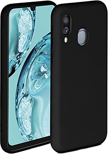 ONEFLOW Soft Case compatible con Samsung Galaxy A40 Carcasa de silicona borde elevado para protección de pantalla, doble capa, suave funda – negro mate