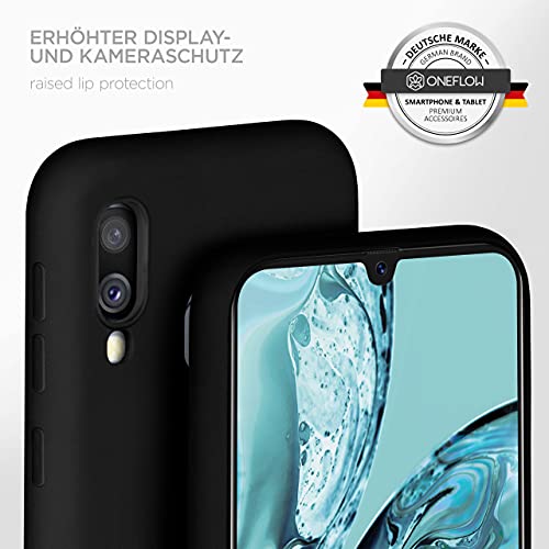 ONEFLOW Soft Case compatible con Samsung Galaxy A40 Carcasa de silicona borde elevado para protección de pantalla, doble capa, suave funda – negro mate