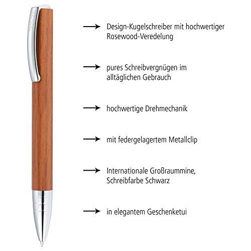 Online Vision Nature 36916 - Bolígrafo de punta redonda (palisandro, incluye estuche), color marrón y plateado