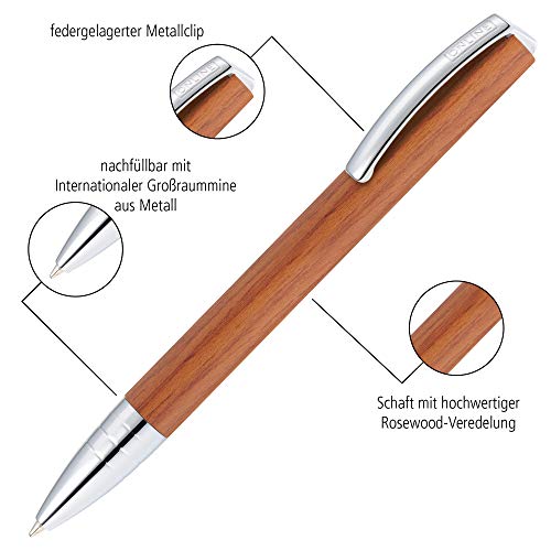 Online Vision Nature 36916 - Bolígrafo de punta redonda (palisandro, incluye estuche), color marrón y plateado