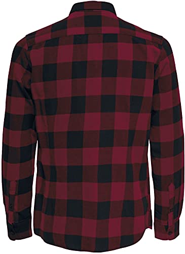 Only & Sons Onsgudmund LS Checked Noos-Camiseta de Manga Corta Camisa, Rojo Oscuro, L para Hombre