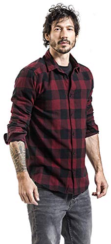 Only & Sons Onsgudmund LS Checked Noos-Camiseta de Manga Corta Camisa, Rojo Oscuro, L para Hombre