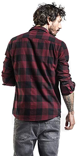 Only & Sons Onsgudmund LS Checked Noos-Camiseta de Manga Corta Camisa, Rojo Oscuro, L para Hombre