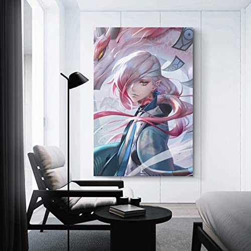 Onmyoji Game Ichimoku Cool Sexyf Unny Art - Póster de dibujos animados de lienzo y arte de pared, diseño moderno de la familia para dormitorio y sala de estar, 40 x 60 cm