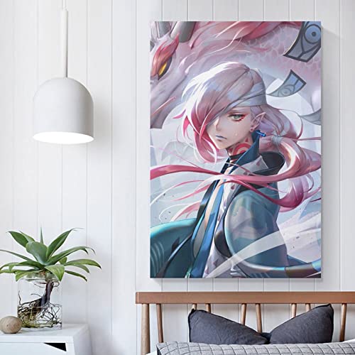 Onmyoji Game Ichimoku Cool Sexyf Unny Art - Póster de dibujos animados de lienzo y arte de pared, diseño moderno de la familia para dormitorio y sala de estar, 40 x 60 cm