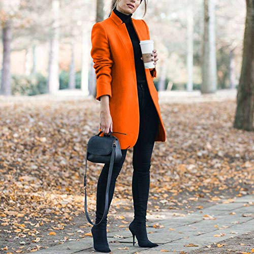 Onsoyours Blazer Mujer Manga Larga Abrigo Traje Slim Chaqueta OL Mujeres Oficina Traje de Chaqueta Outwear Solapa Casual Elegante Chaqueta Naranja 38