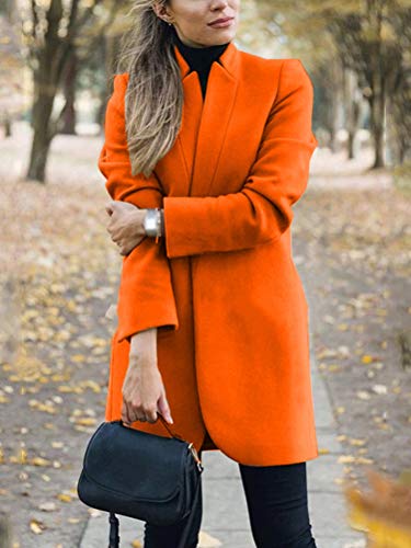 Onsoyours Blazer Mujer Manga Larga Abrigo Traje Slim Chaqueta OL Mujeres Oficina Traje de Chaqueta Outwear Solapa Casual Elegante Chaqueta Naranja 38