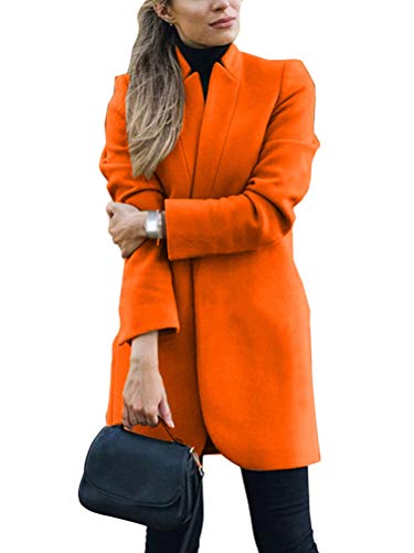 Onsoyours Blazer Mujer Manga Larga Abrigo Traje Slim Chaqueta OL Mujeres Oficina Traje de Chaqueta Outwear Solapa Casual Elegante Chaqueta Naranja 38