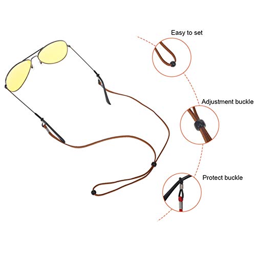 Opopark 5 Piezas de Cadena de Gafas de Cuerda de Cuero,Cuerda de Gafas Antideslizante,Cuerda de Montura de Gafas Clásicas,para Los Deportes y Actividades al Aire Libre