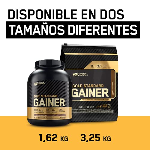 Optimum Nutrition Gold Standard Gainer, Mass Gainer, Proteínas en Polvo para Aumentar Masa Muscular y Recuperación, Chocolate, 8 Porciones, 1.62 kg