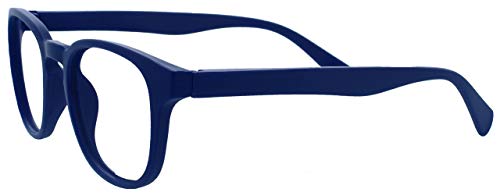 Opulize Pop Pack 2 Retro Redondo Azul Mate Suave Gris Hombres Mujeres Gafas De Lectura Bisagras Resorte RR2-37 +1,00