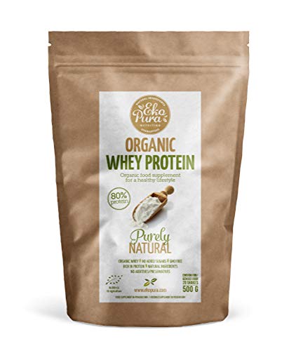 Organic Whey Protein - Purely Natural - 80% Proteína - Proteína de suero Orgánico - Sin Aditivos - Libre de GMO - Sin Soja - 500g