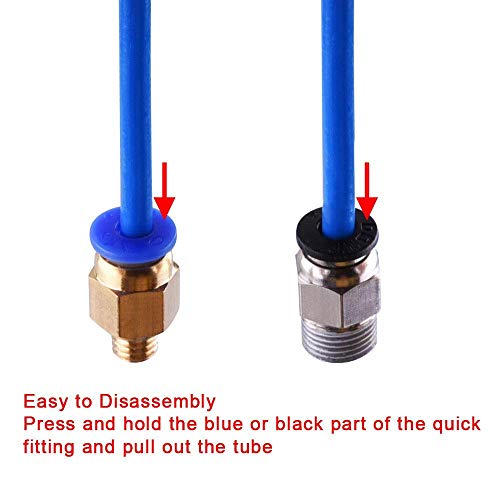 Orthland Tubo de Teflón, 3 Piezas de Tubo de PTFE(1.5m) Creality Original para Filamento de 1,75 mm, con 3 piezas de Conectores Neumáticos PC4-M6 y 3 piezas de Conector PC4-M10