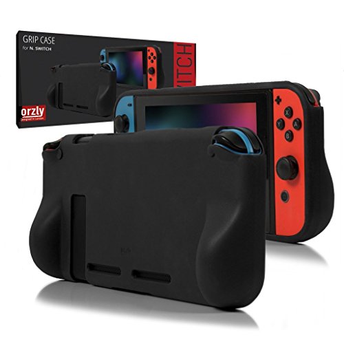 Orzly Funda Comfort Grip Case para la Nintendo Switch – Carcasa Protectora con puños de Mano Rellenos Integrados para la Parte Posterior de la Consola Nintendo Switch en su Modo Gamepad - Negro Mate