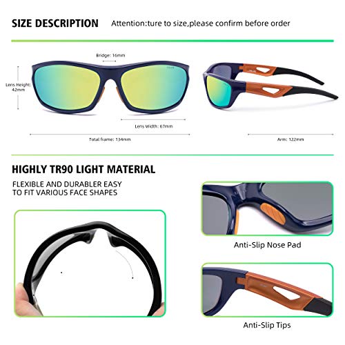 OSLOB gafas de sol polarizadas deportivas para mujeres hombres que completan operando protección uv lentes de conducción st003 (blu)