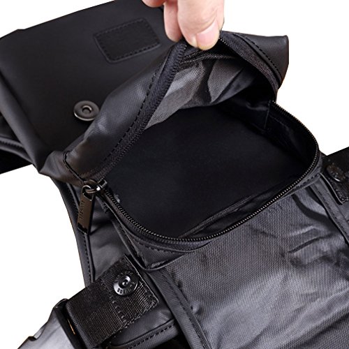 Oxford Bolsa de Pierna Riñonera para Hombres Mujeres Motocicleta Montar Muslo Cintura Riñonera Paquete multifunción Viajes Pesca Senderismo Ciclismo al Aire Libre Negro