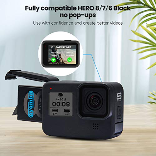 Oyomba Hero 8/7/6/5 Baterías de Repuesto (Paquete de 3) y Adaptador de Caja de Almacenamiento USB LED de 3 Canales Compatible con GoPro Hero 8/7 Black, Hero 5/6 Black, AHDBT-801