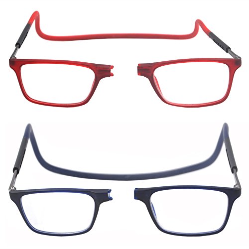 Pack de 2 gafas de lectura plegables por delante y ampliables para mujeres y hombres que leen, para colgar alrededor del cuello
