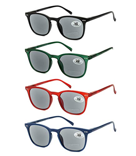 Pack de 4 Gafas de Lectura de Sol Vista Cansada Presbicia con Protección UV 100%, Graduadas Dioptrías +1.00 hasta +3.50, Montura de Pasta, Bisagras de Resorte, Unisex (+100 (836))