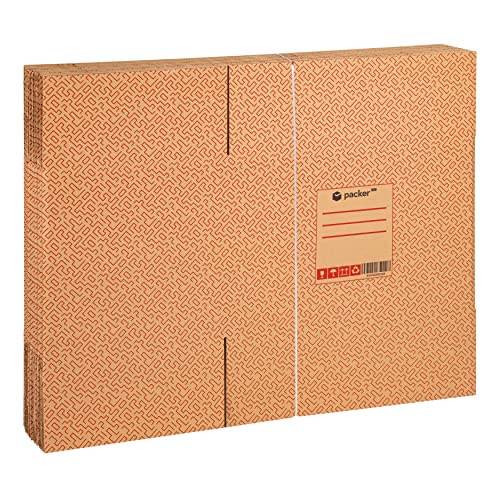 packer PRO Pack 10 Cajas Carton para Mudanzas y Almacenaje Ultra Resistentes con Asas 500x300x300mm