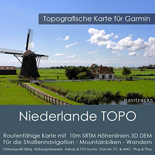 Países Bajos Garmin Tarjeta Topo 4 GB MicroSD. Mapa Topográfico de GPS Tiempo Libre para Bicicleta Senderismo Excursiones Senderismo Geocaching & Outdoor. Dispositivos de Navegación, PC & Mac
