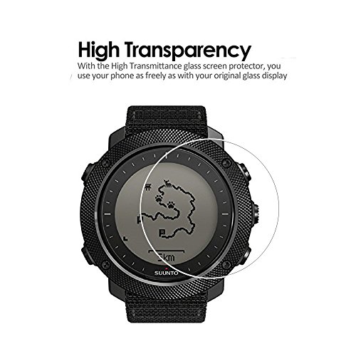 (Paquete de 2) Suunto Traverse Alpha Protector de pantalla, 9H Protector de pantalla de vidrio templado para Suunto Traverse Alpha con Anti-huella digital Sin burbujas Crystal Clear