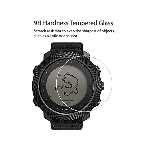 (Paquete de 2) Suunto Traverse Alpha Protector de pantalla, 9H Protector de pantalla de vidrio templado para Suunto Traverse Alpha con Anti-huella digital Sin burbujas Crystal Clear