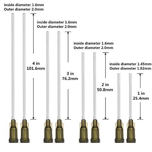 Paquete de 8 jeringas, jeringas de 100ml / 60ml / 30ml / 10ml / 3ml con agujas de punta roma de 14G 4 ”3” 2 ”1”, jeringas de plástico grandes para líquidos electrónicos, experimentos y uso industrial