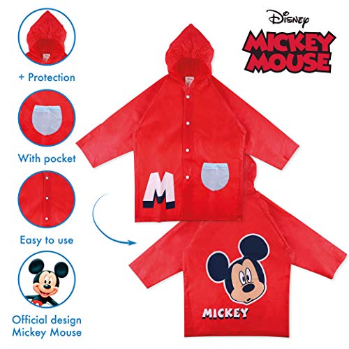 Paraguas Transparente Infantil y Chubasquero Pack Mickey Mouse – Paraguas Infantil Burbuja y Chubasquero Niño Impermeable con Capucha | Pack Paraguas Transparente e Impermeable para Vuelta al Cole