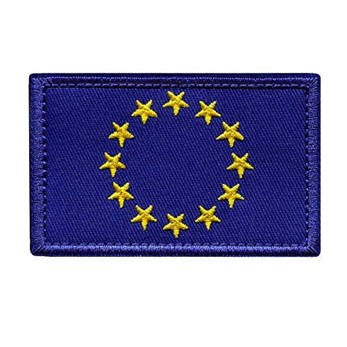 Parche Bandera Unión Europea para Ropa Hombres y Mujeres – 8 x 5 cm - Escudo Bordado Militar Táctico UE Colores Originales Chaqueta Mochila Crossfit Aplicaciones para Coser Emblema Europa Aplique