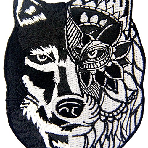 Parche termoadhesivo para la ropa, diseño de Lobo tribal del girasol