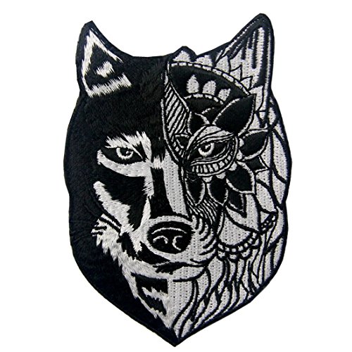 Parche termoadhesivo para la ropa, diseño de Lobo tribal del girasol