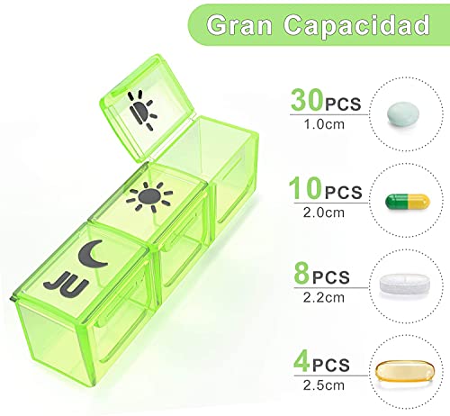 Pastillero Semanal Español 7 Dias, DOHIMGIO Grande Organizador Medicamentos 3 Tomas Diaria con 21 Compartimentos (Negro)