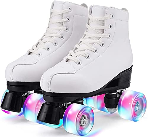 Patines 4 Ruedas Pvc Uretano Blanco Y Verde Flamingueo (talla 35 A 43)