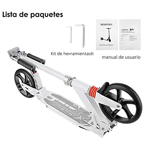 Patinete Plegable de 2 Ruedas Patinete Niño 8 años Altura Ajustable Kick Scooter para Niños y Adultos con Manillar