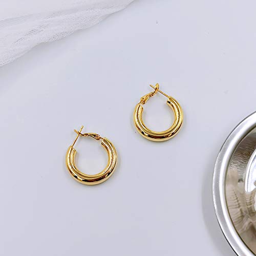 Pendientes de aro de oro grueso, ligeros, aros de tubo hueco para mujer, hipoalergénicos, 25 mm, 30 mm, 40 mm, 50 mm, Metal, circonita,