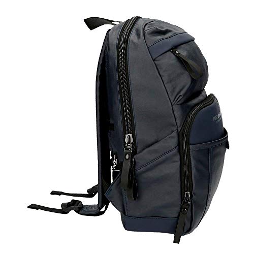 Pepe Jeans Factory Mochila para Portátil hasta 12 Pulgadas Azul 25x36x10 cms Poliéster y PU 9L