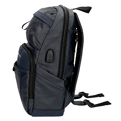 Pepe Jeans Factory Mochila para Portátil hasta 12 Pulgadas Azul 25x36x10 cms Poliéster y PU 9L