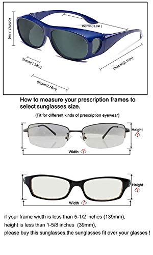Perfectmiaoxuan Gafas de Sol Polarizadas para llevamos gafas graduadas para hombre mujere/Gafas de sol cubren gafas graduadas Excelentes para Ciclismo Pescar y Conducir (blue A, 65)