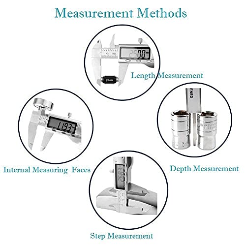 Pie de Rey Digital, LOUISWARE 150 mm /6 Pulgadas de Calibre Digital Electrónica, Paquimetro Profesional de Acero Inoxidable, Gran Pantalla Lcd, Durable, Medir Diámetro Interno, Diámetros y Profundidad