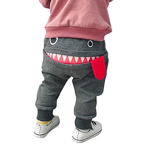 PinkLu Pantalones Harem De NiñOs TiburóN Gran Lengua Pantalones Bebé NiñOs NiñAs Dibujos Animados TiburóN Lengua Harem (6~12 meses/75-80cm, Gris)