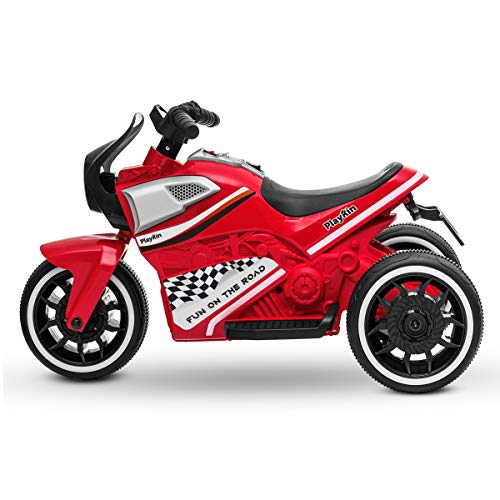 Playkin Moto Kid - Moto electrica niños bateria 6V Recargable Triciclo +24 Meses Juguetes Infantiles Triciclo correpasillos, Rojo