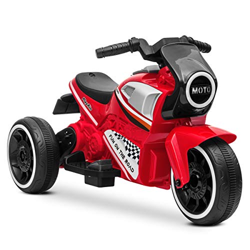 Playkin Moto Kid - Moto electrica niños bateria 6V Recargable Triciclo +24 Meses Juguetes Infantiles Triciclo correpasillos, Rojo
