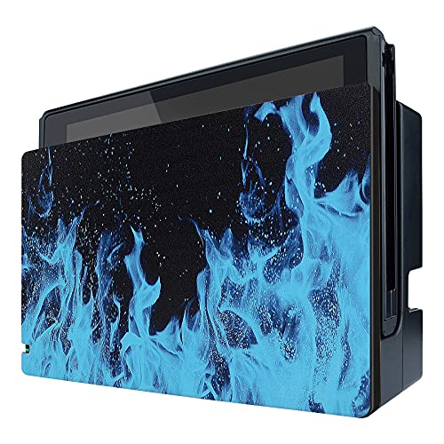 PlayVital Protector para Nintendo Switch Accesorios Dock Carcasa para Charging Dock Cover Cubierta de Polvo Anti-Rayas Placa Solid Funda para Nintendo Switch Dock-No Incluye Dock(Llama Azul)