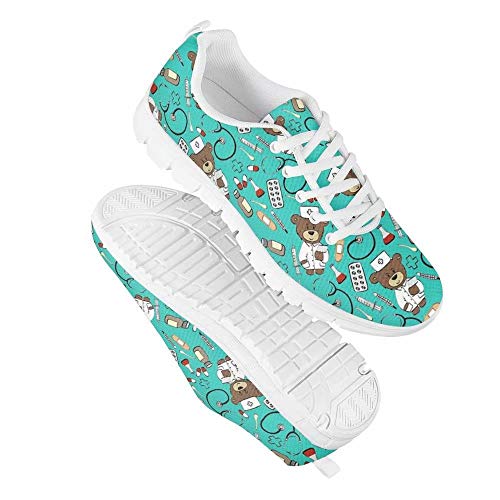 POLERO Nurse - Zapatillas de Mujer para Enfermera, Ligeras, para Correr, Caminar, Malla, Planas, para Tenis, para Mujer, Deportes, Apartamentos, 41 EU, Azul Claro