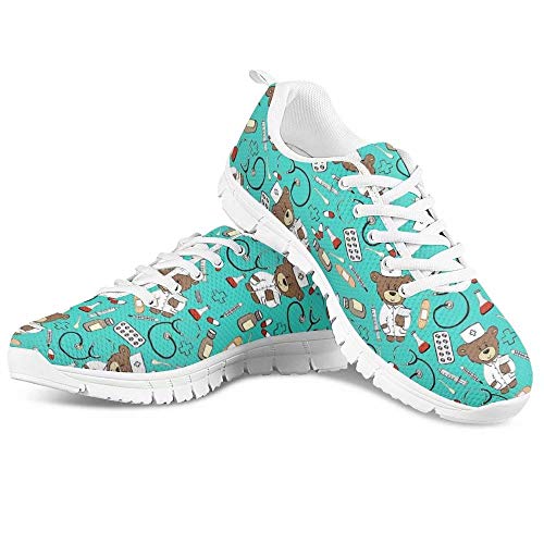 POLERO Nurse - Zapatillas de Mujer para Enfermera, Ligeras, para Correr, Caminar, Malla, Planas, para Tenis, para Mujer, Deportes, Apartamentos, 41 EU, Azul Claro