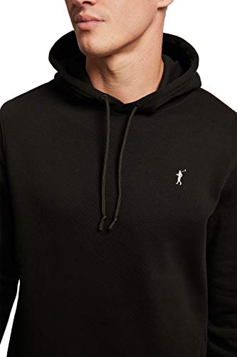 POLO CLUB Sudadera Orgánica Color Negro con Capucha y Bolsillos Delanteros para Hombre