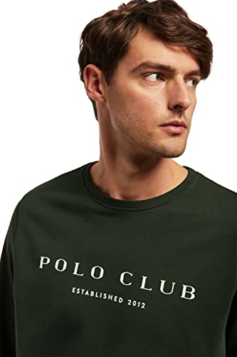 POLO CLUB Sudadera orgánica Verde de Cuello Redondo