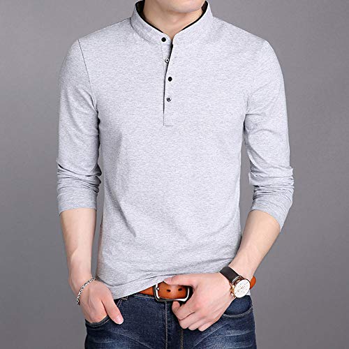 Polo Shirts Manga Larga,Los Hombres De Algodón Mercerizado Manguito Completo Collar Suéter Gris, Secado Rápido Estiramiento Camiseta Slim Ropa Deportiva Transpirable Jersey Jerseys Workwear Chalec