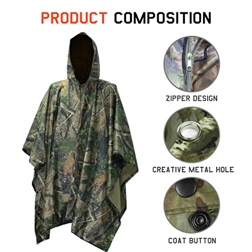 Poncho chubasquero unisex de Mture, para momentos de ocio bajo la lluvia y viajes de montaña, en verde